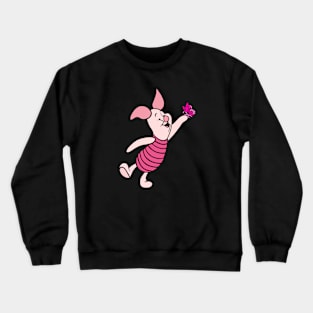 Little Pig with Awareness Ribbon Butterfly (Pink) Crewneck Sweatshirt